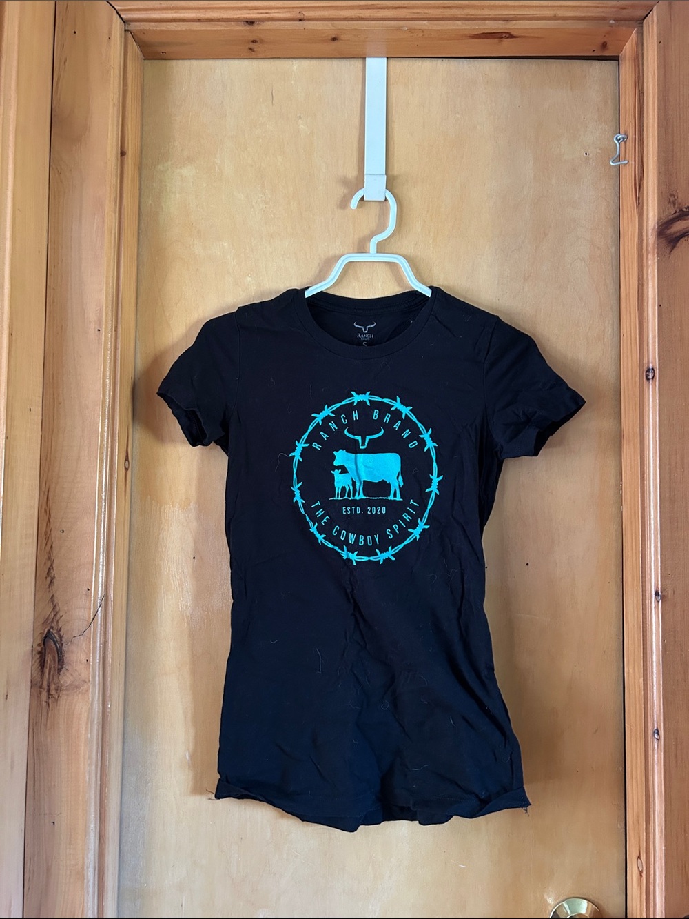 Ranch Brand Black Graphic Tee with Turquoise Logo